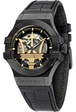 Maserati Potenza Automatic Black Dial Black Leather Strap Watch For Men - R8821108036