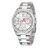 Maserati Competizione Chronograph White Dial Silver Steel Strap Watch For Men - R8853100017