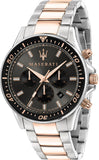 Maserati SFIDA Chronograph Black Dial Two Tone Steel Strap Watch For Men - R8873640002