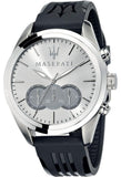 Maserati Traguardo Chronograph Silver Dial Black Rubber Strap Watch for Men - R8871612012