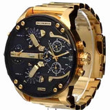 Diesel Mr Daddy 2.0 Chronograph Black Dial Gold Steel Strap Watch For Men - DZ7333