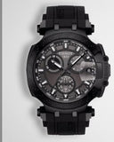 Tissot T Race Chronograph Anthracite Black Dial Black Silicone Strap Watch For Men - T115.417.37.061.03