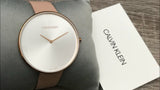 Calvin Klein Full Moon Silver Dial Pink Leather Stap Watch for Women - K8Y236Z6