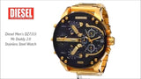 Diesel Mr Daddy 2.0 Chronograph Black Dial Gold Steel Strap Watch For Men - DZ7333