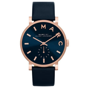 Marc Jacobs Baker Navy Blue Dial Navy Blue Leather Strap Watch for Women - MBM1329