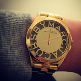 Marc Jacobs Henry Transparent Gold Dial Gold Steel Strap Watch for Women - MBM3206