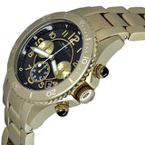 Marc Jacobs Rock Chronograph Black Dial Gold Steel Strap Watch for Women - MBM3253