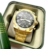 Fossil Bronson Chronograph Black Dial Gold Steel Strap Watch for Men - FS5877