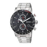 Hugo Boss Rafale Chronograph Black Dial Silver Steel Strap Watch for Men - 1513509