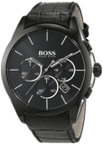 Hugo Boss Onyx Black Dial Black Leather Strap Watch for Men - 1513367