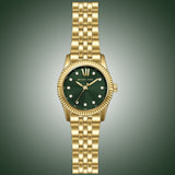 Michael Kors Lexington Pave Three-Hand Green Dial Gold Steel Strap Watch for Women - MK4842