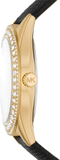 Michael Kors Harlowe Analog White Dial Black Leather Strap Watch For Women - MK2988