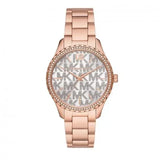 Michael Kors Layton Three Hand Silver Dial Rose Gold Steel Strap Watch For Women - MK7297