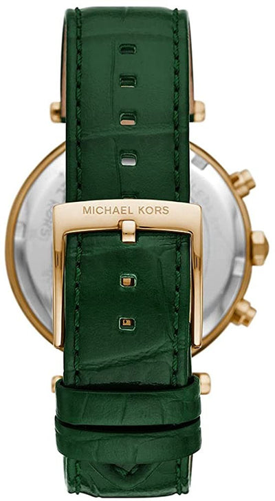 Michael Kors Parker Chronograph Green Dial Green Leather Strap Watch For Women - MK6985