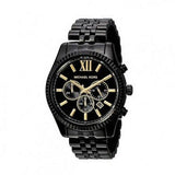 Michael Kors Lexington Chronograph Black Dial Black Steel Strap Watch for Men - MK8603