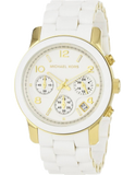 Michael Kors Runway Chronograph White Dial White Steel Strap Watch for Women - MK5145