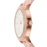 Michael Kors Tibby Silver Dial Pink Leather Strap Watch for Women - MK1050