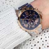 Michael Kors Bradshaw Chronograph Blue Dial Two Tone Steel Strap Watch For Women - MK6389