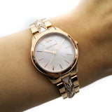 Michael Kors Runway Mercer Mother of Pearl White Dial Two Tone Steel Strap Watch For Women - MK6674