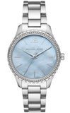 Michael Kors Layton Chronograph Mother of Pearl Blue Dial Silver Steel Strap Watch For Women - MK6847