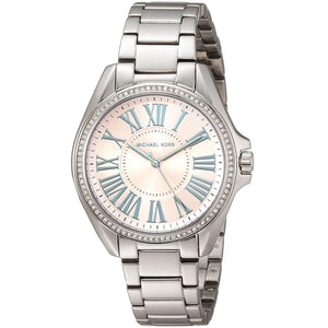 Michael Kors Kacie Three Hand Pink Dial Silver Steel Strap Watch for Women - MK6929