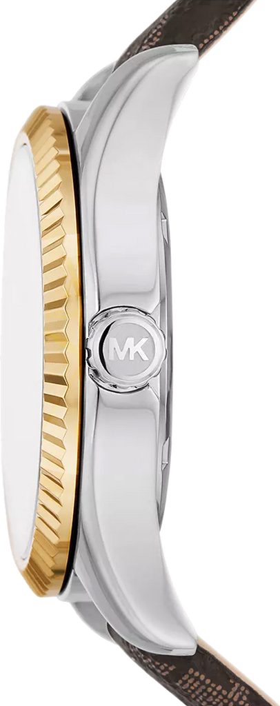 Michael Kors Lexington Silver Dial Brown Leather Strap Watch For Women - MK4745