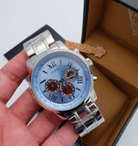 Guess Horizon Chronograph Quartz Blue Dial Silver Steel Strap Watch for Men - W0379G6
