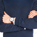 Hugo Boss Slim Chronograph White Dial Brown Leather Strap Watch For Men - 1513263