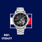 Tommy Hilfiger Henry Chronograph Black Dial Silver Steel Strap Watch For Men - 1710477