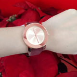 Movado Bold Rose Gold Dial Red Leather Strap Watch for Women - 3600447