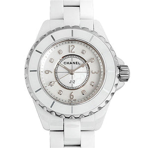 Chanel J12 Diamonds Quartz Ceramic White Dial White Steel Strap Watch for Women - J12 H2422
