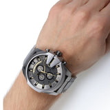Diesel Mega Chief Chronograph Grey Dial Grey Steel Strap Watch For Men - DZ4466