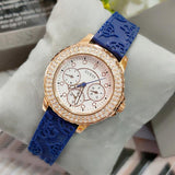 Guess Crown Jewel Diamonds White Dial Blue Rubber Strap Watch for Women - GW0411L2