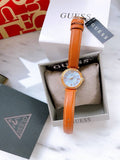 Guess Park Avenue Blue Dial Brown Leather Strap Watch for Women - W0838L2