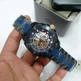Fossil Modern Machine Automatic Skeleton Blue Dial Two Tone Steel Strap Watch for Men - ME3133