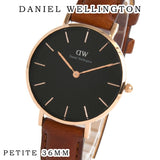 Daniel Wellington Petite St Mawes Black Dial Brown Leather Strap Watch For Women - DW00100169