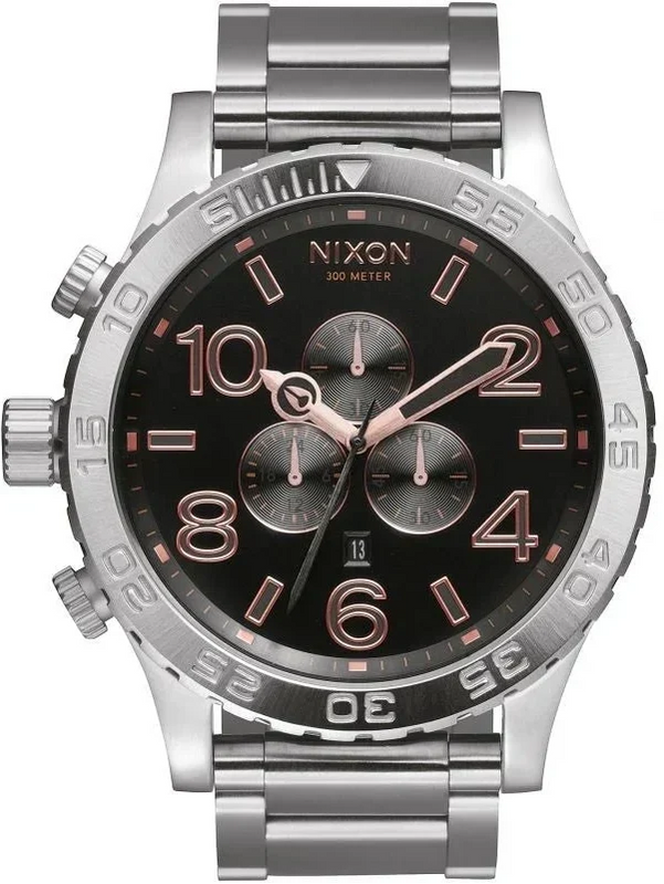 Nixon 51-30 Chrono Grey Dial Silver Steel Strap Watch for Men - A083-2064