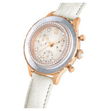 Swarovski Octea Chrono Crystals White Dial White Leather Strap Watch for Women - 5671150