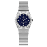 Omega Constellation Manhattan Quartz Diamonds Blue Dial Silver Steel Strap Watch for Women - 131.15.25.60.53.001
