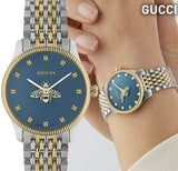 Gucci G Timeless Quartz Blue Dial Two Tone Steel Strap Watch For Women - YA1265029