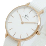Daniel Wellington Petite Dover Quartz White Dial White NATO Strap Watch For Women - DW001000313