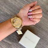 Michael Kors Janelle Quartz Gold Dial Gold Steel Strap Watch For Women - MK7088