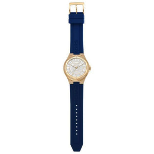 Michael Kors Lennox Three Hand White Dial Blue Silicone Strap Watch For Women - MK7333