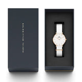 Daniel Wellington Classic Petit Dover White Dial White Nylon Strap Watch For Women - DW001000311