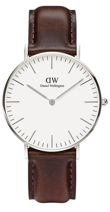 Daniel Wellington Classic Bristol White Dial Brown Leather Strap Watch For Women - DW00100056