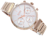 Hugo Boss Flawless Chronograph Silver Dial Rose Gold Steel Strap Watch for Women -1502531