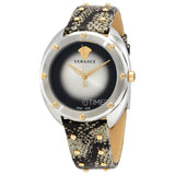 Versace Shadov Quartz Silver Dial Snakeskin Green Leather Strap Watch for Women - VEBM00718