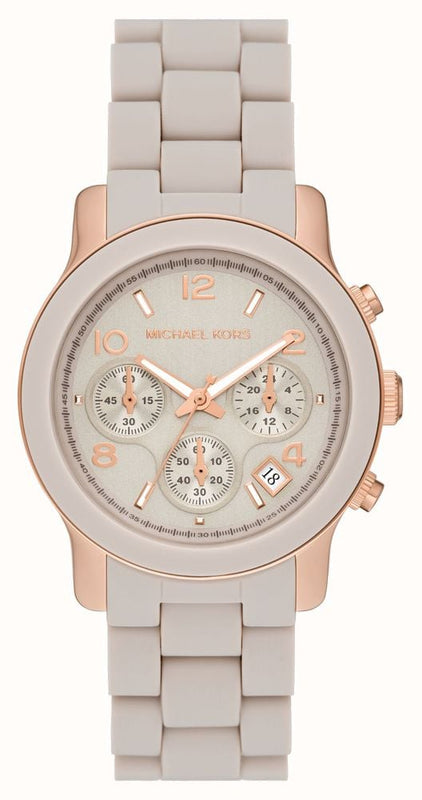Michael Kors Runway Chronograph Grey Dial Grey Silicone Strap Watch For Women - MK7386
