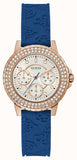 Guess Crown Jewel Diamonds White Dial Blue Rubber Strap Watch for Women - GW0411L2