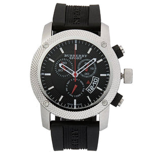 Burberry Endurance Sport Chronograph Black Dial Black Rubber Strap Watch for Men - BU7700
